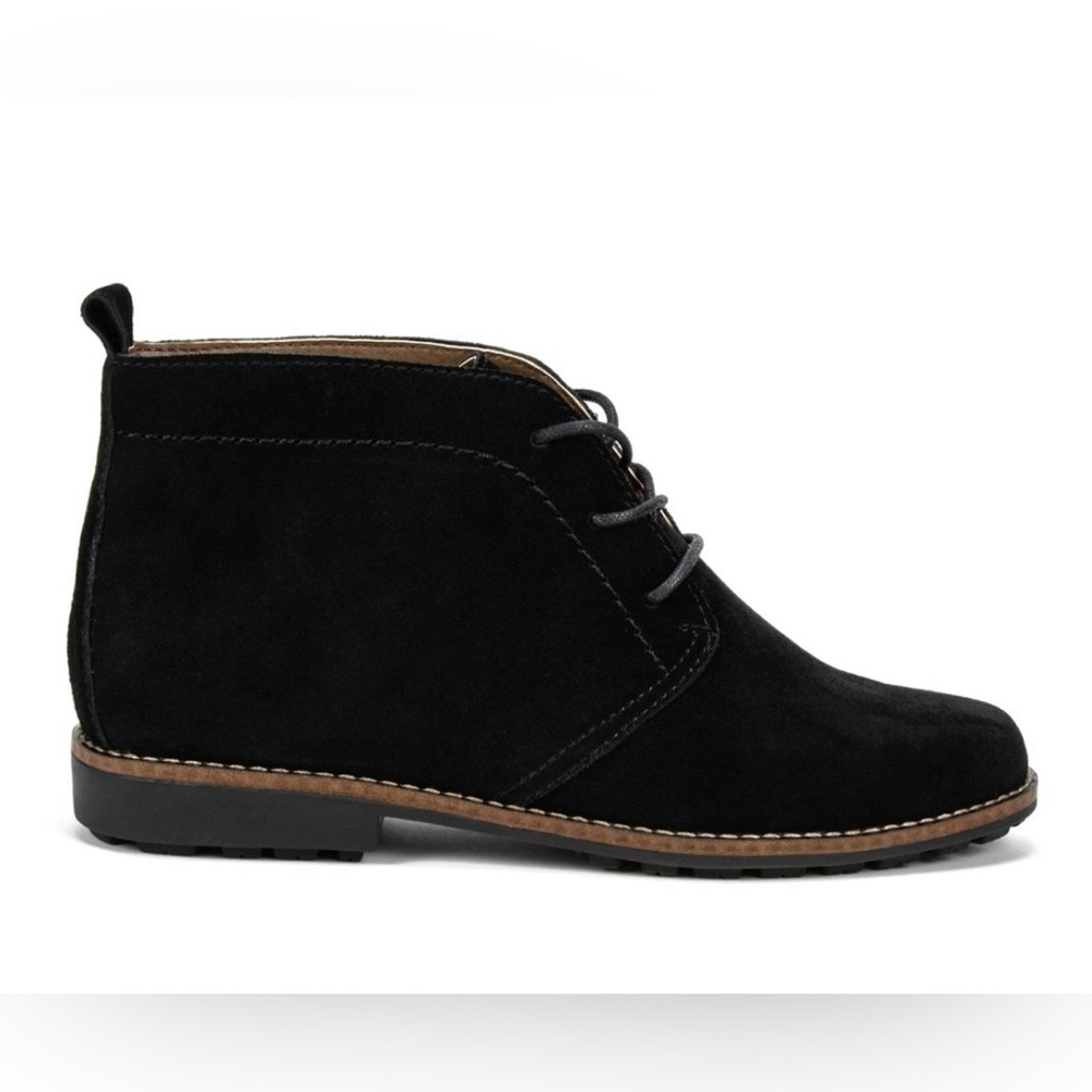 White Mountain Auburn Black Suede Leather Lace Up Ankle Booties Size 8.5 Wide